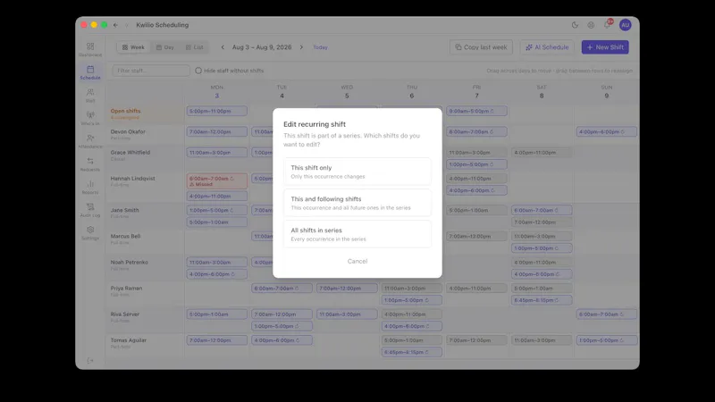 Kwilio Scheduling screenshot 1 (video preview)