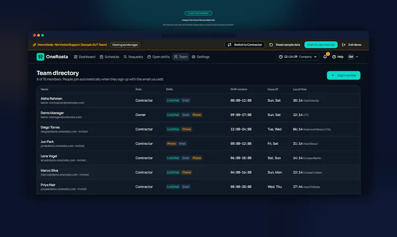 OneRosta — scheduling for support teams screenshot 4