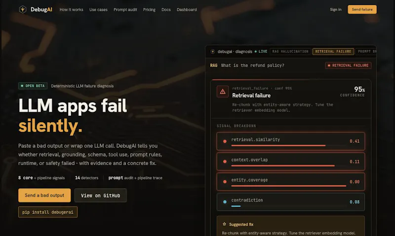 DebugAI: Diagnose failed LLM outputs screenshot 1