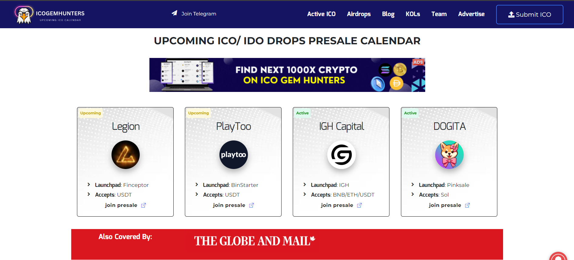 ICO Gem Hunters - Eenvoudig, eenvoudig en gratis ICO/IDO -lijstplatform media 3