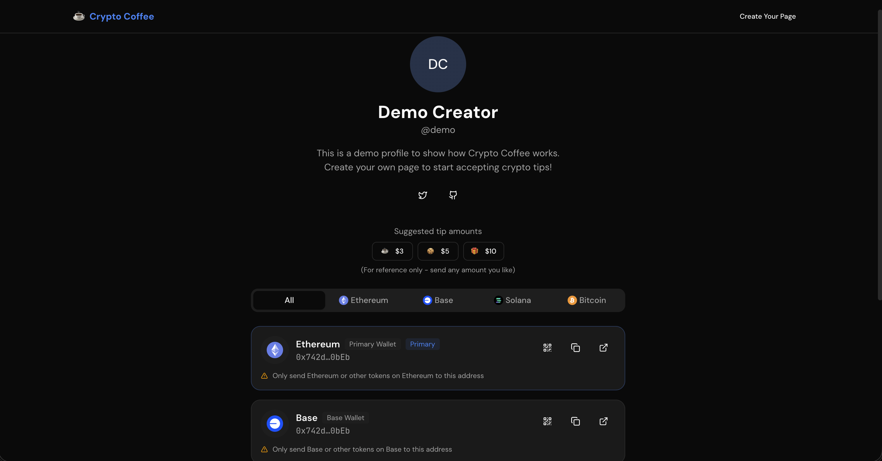 Crypto Coffee - Screenshot 2 showing product features and functionality
