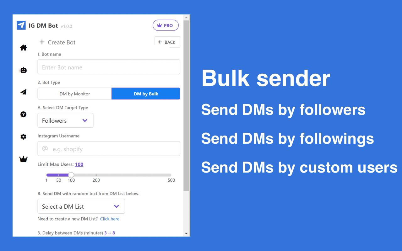 IG DM BOT - इंस्टाग्राम के लिए DM BOT - लक्षित दर्शकों को स्वचालित रूप से सीधे संदेश (डीएम) भेजें मीडिया 4