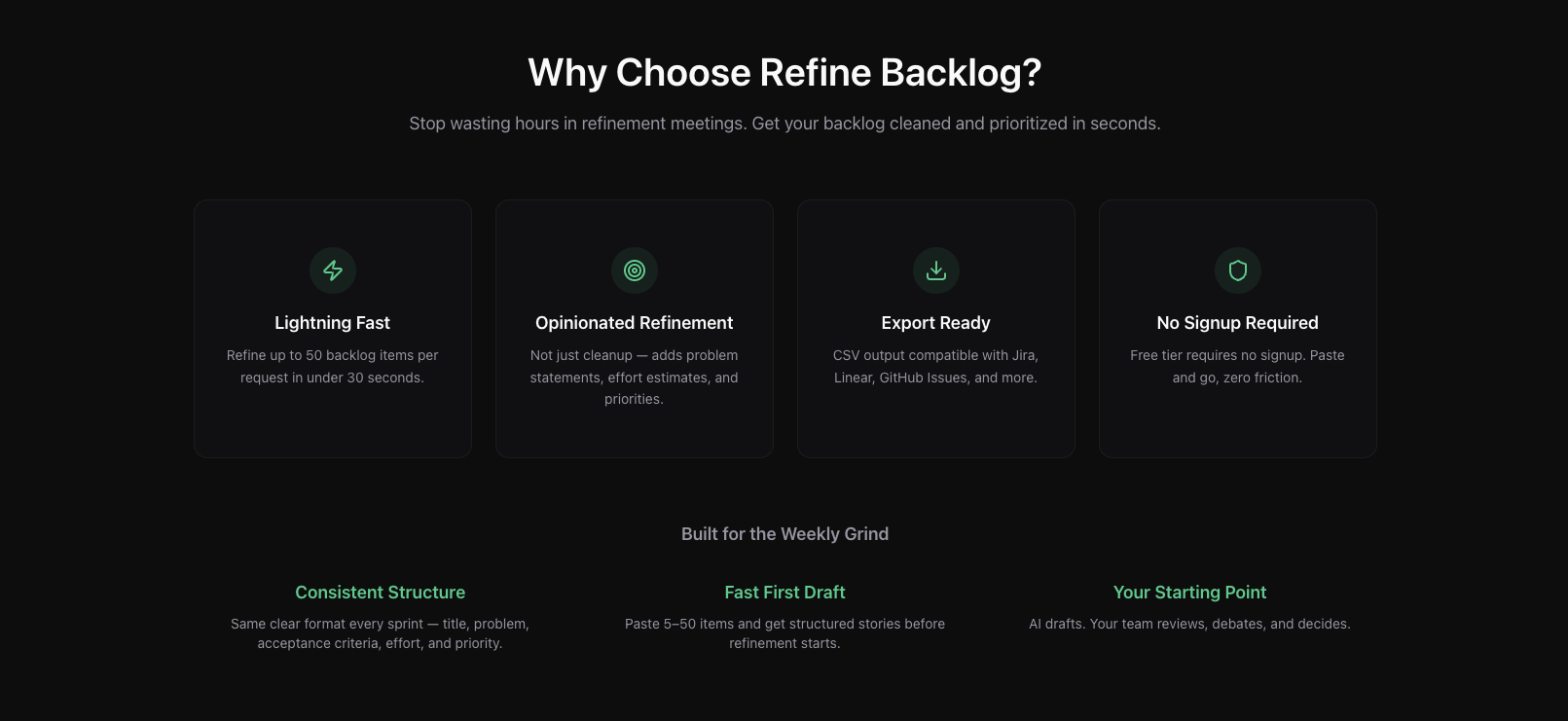 Refine Backlog - Screenshot 4 showing product features and functionality