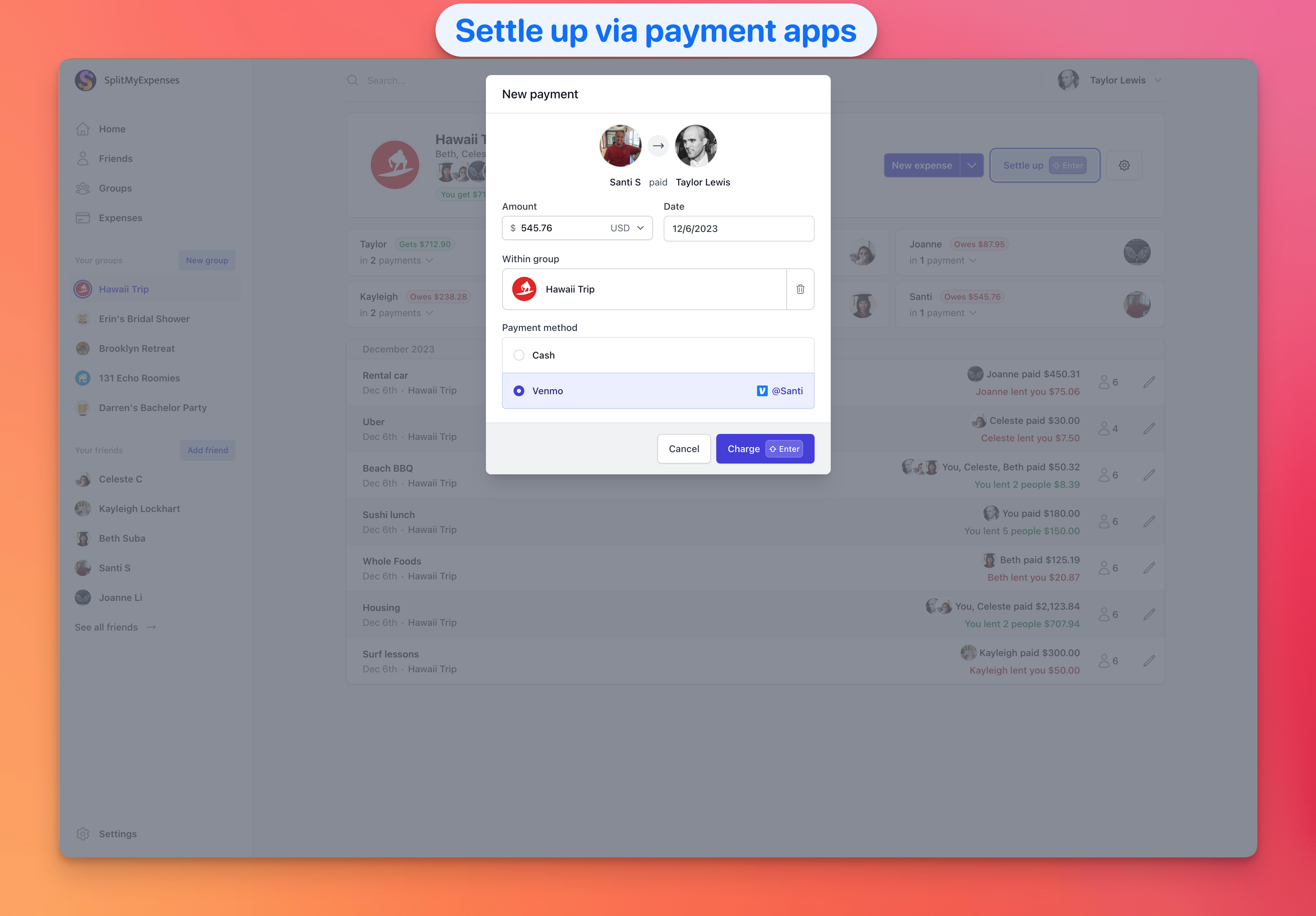 SplitmyExpenses 2.0 - 청구서를 친구와 나누고, 균형을 추적하고, 정착하십시오 미디어 3