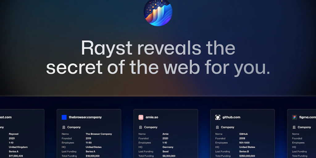 Rayst: Reveal the company, stat, tech stack of any website. | Product Hunt
