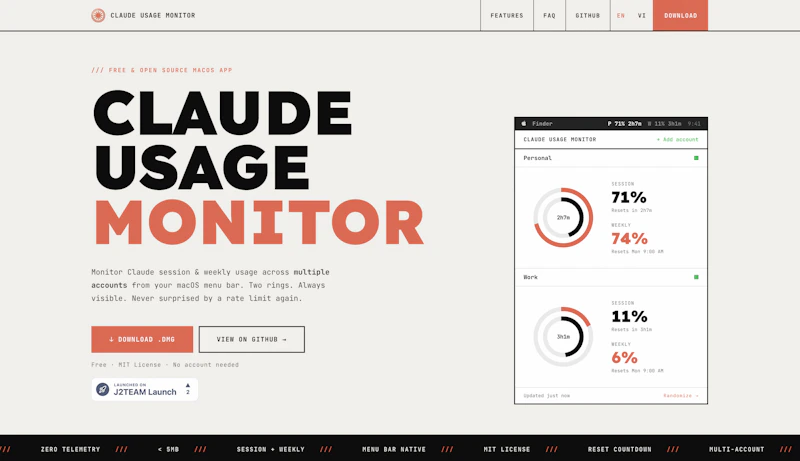 Claude Usage Monitor screenshot 1