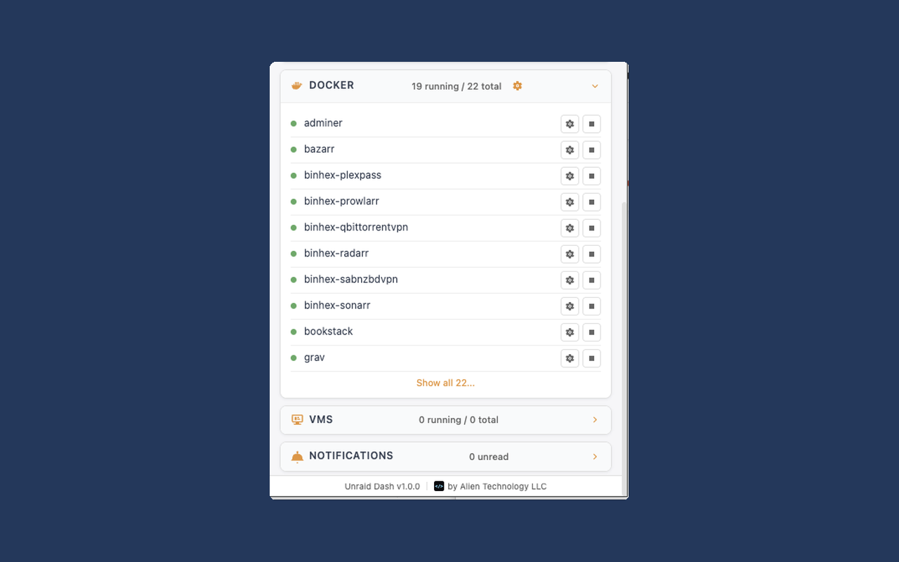 Unraid Dash - Screenshot 4 showing product features and functionality