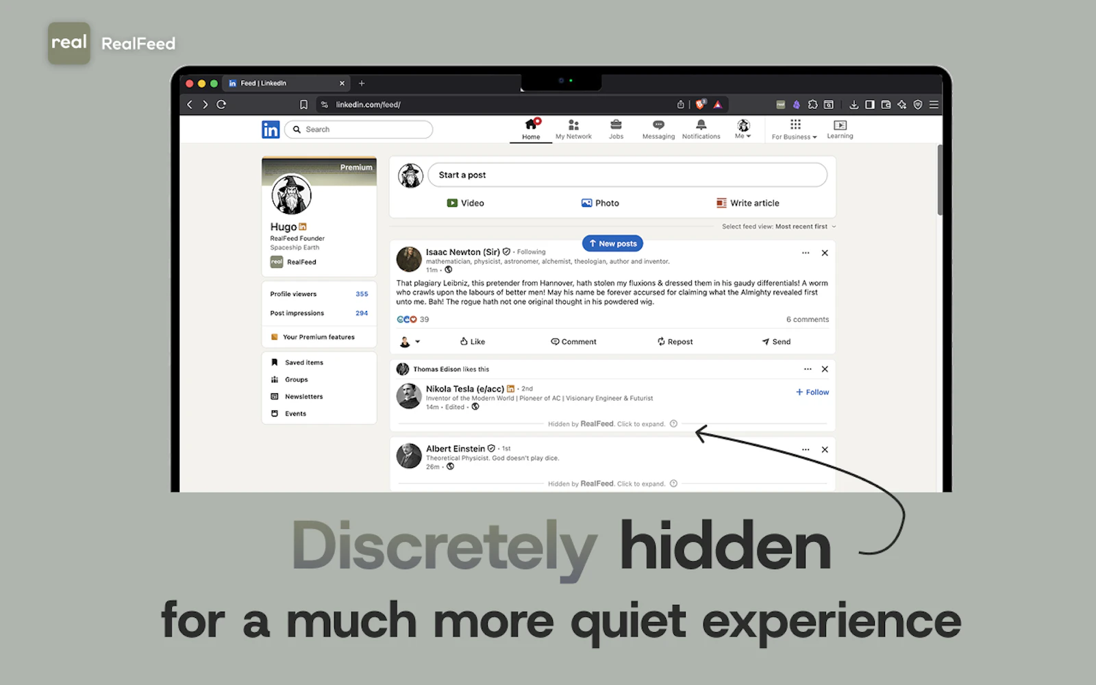 RealFeed: LinkedIn without the AI slop screenshot 2