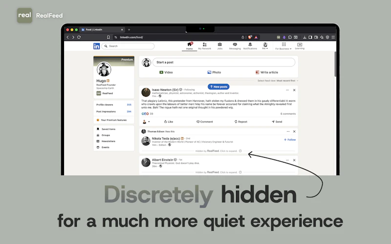 RealFeed: LinkedIn without the AI slop screenshot 2