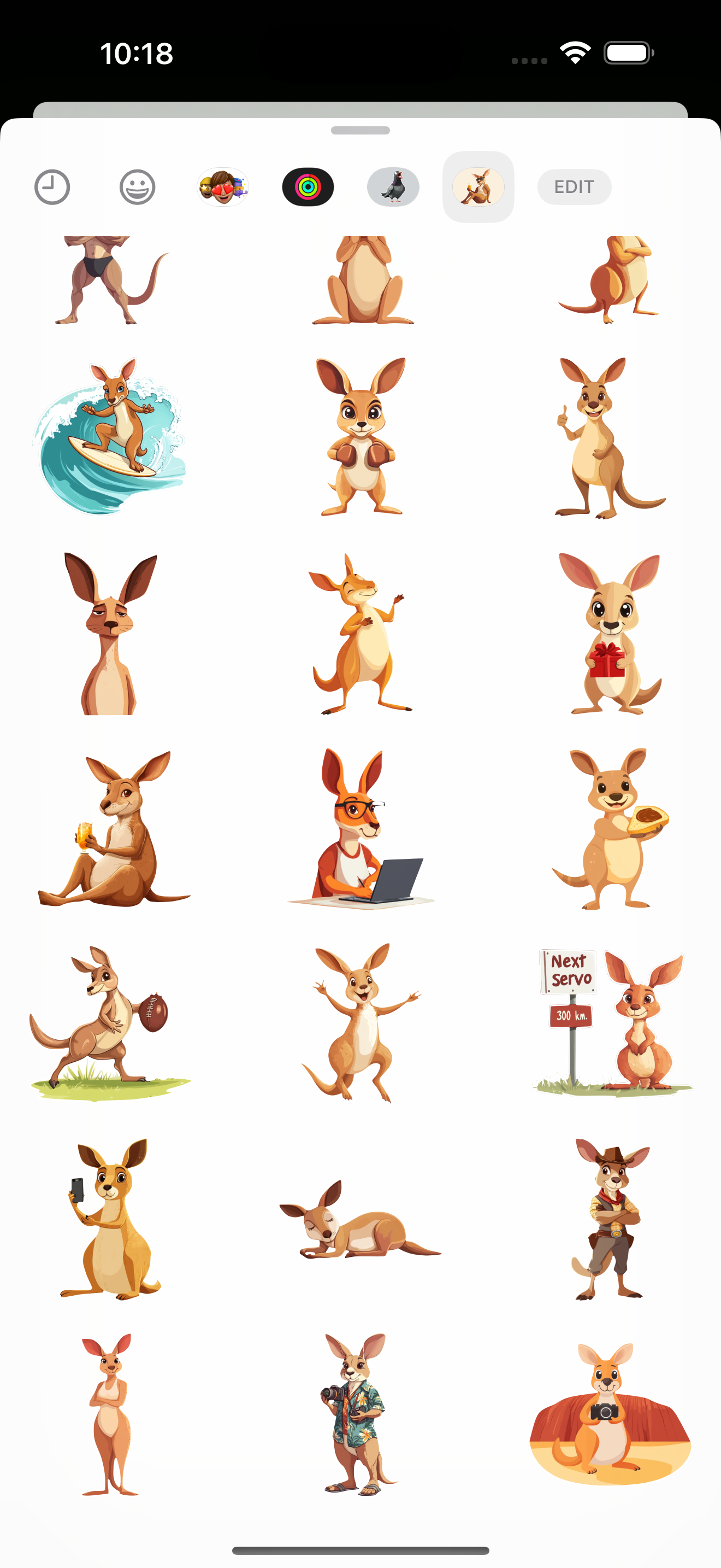 Media Pek pelekat kangaroo - kanggaru, pelekat, iMessage, pelekat epal, kanggaru 2