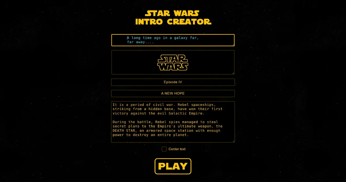 Star Wars Intro Creator screenshot 1