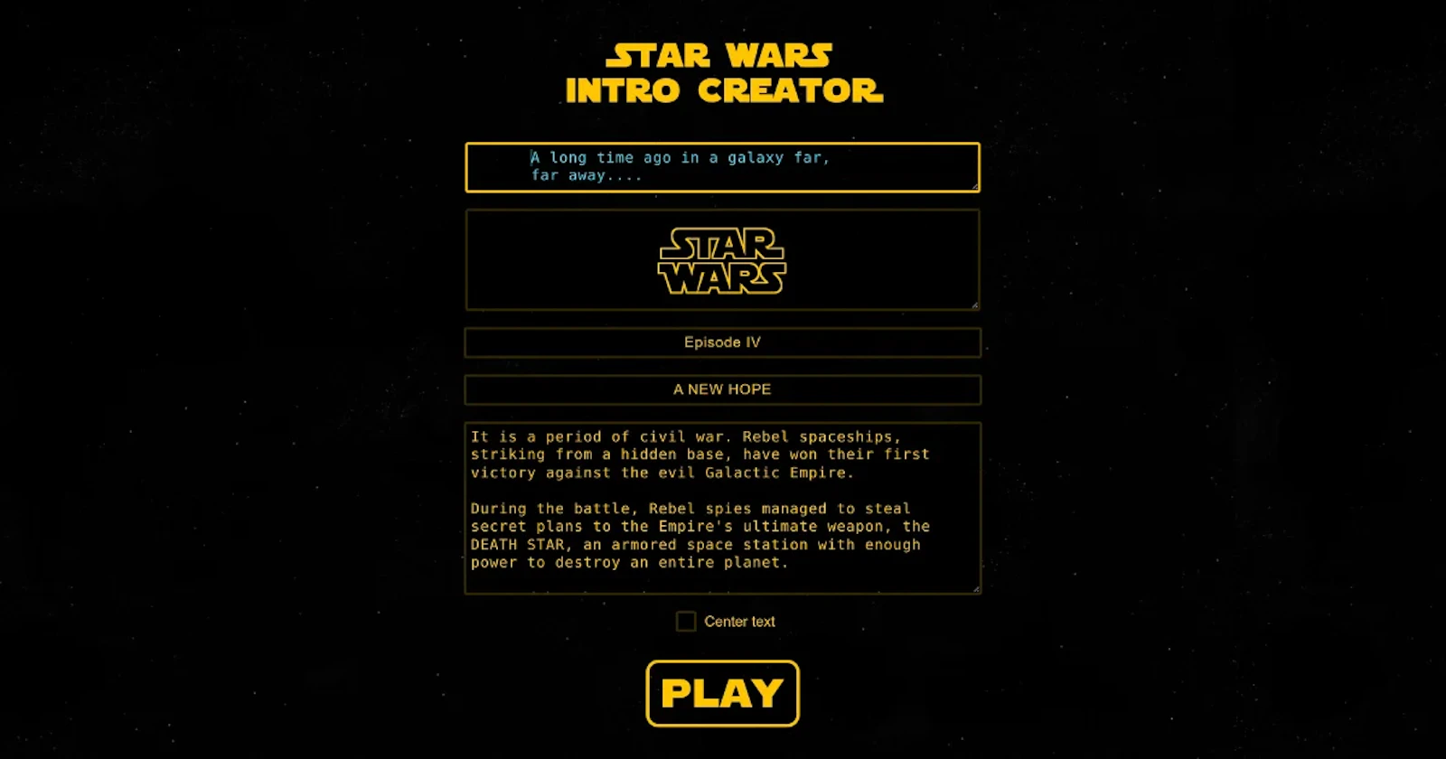 Star Wars Intro Creator screenshot 1