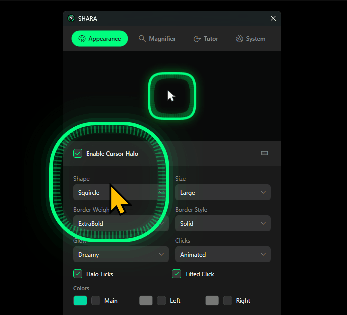 SHARA - Cursor Highlighter & Keystrokes - Screenshot 2 showing product features and functionality