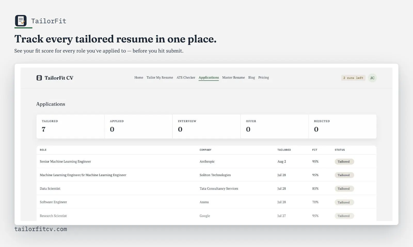 TailorFit CV screenshot 4