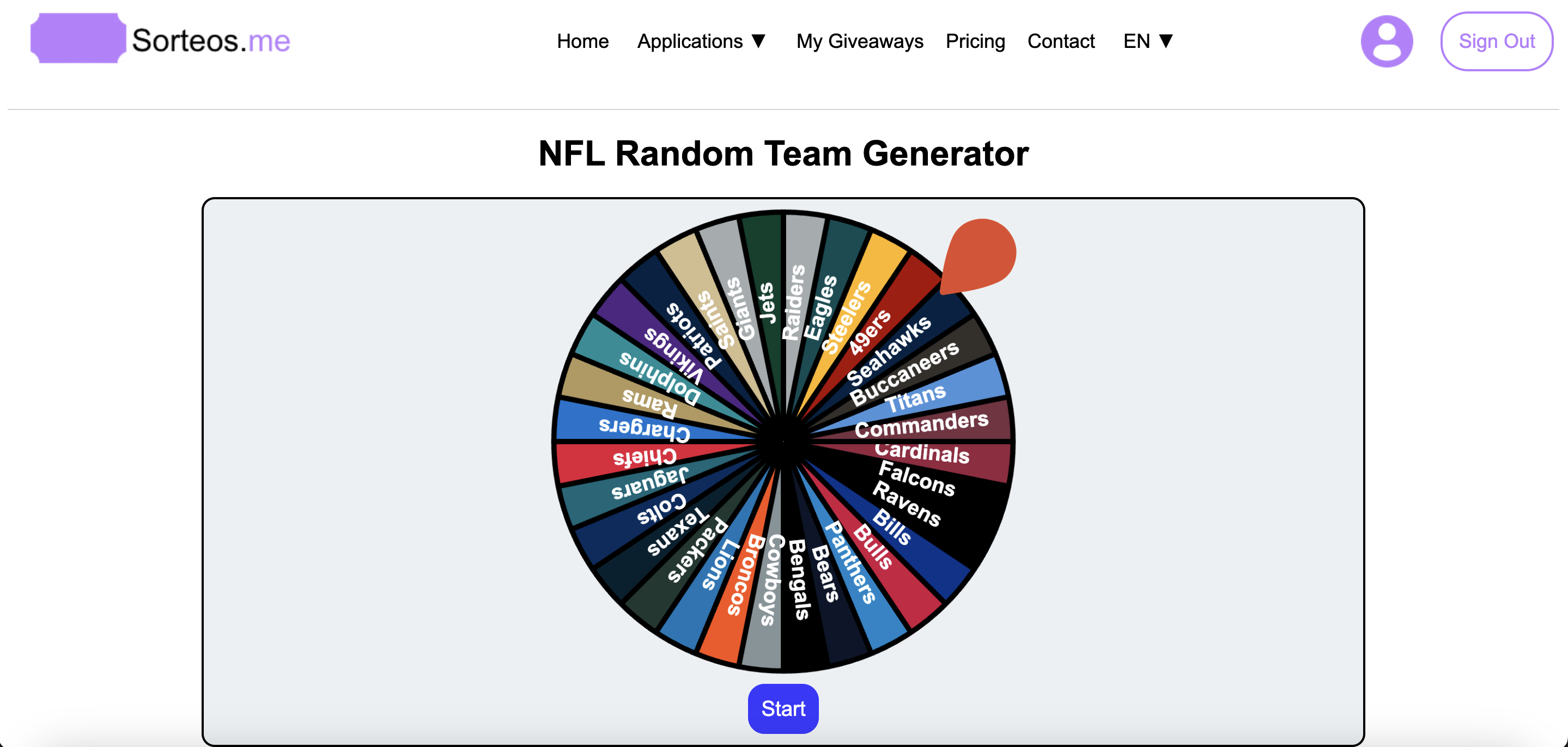 Generador de equipo aleatorio de la NFL - Picker de equipo de la NFL aleatorio media 1
