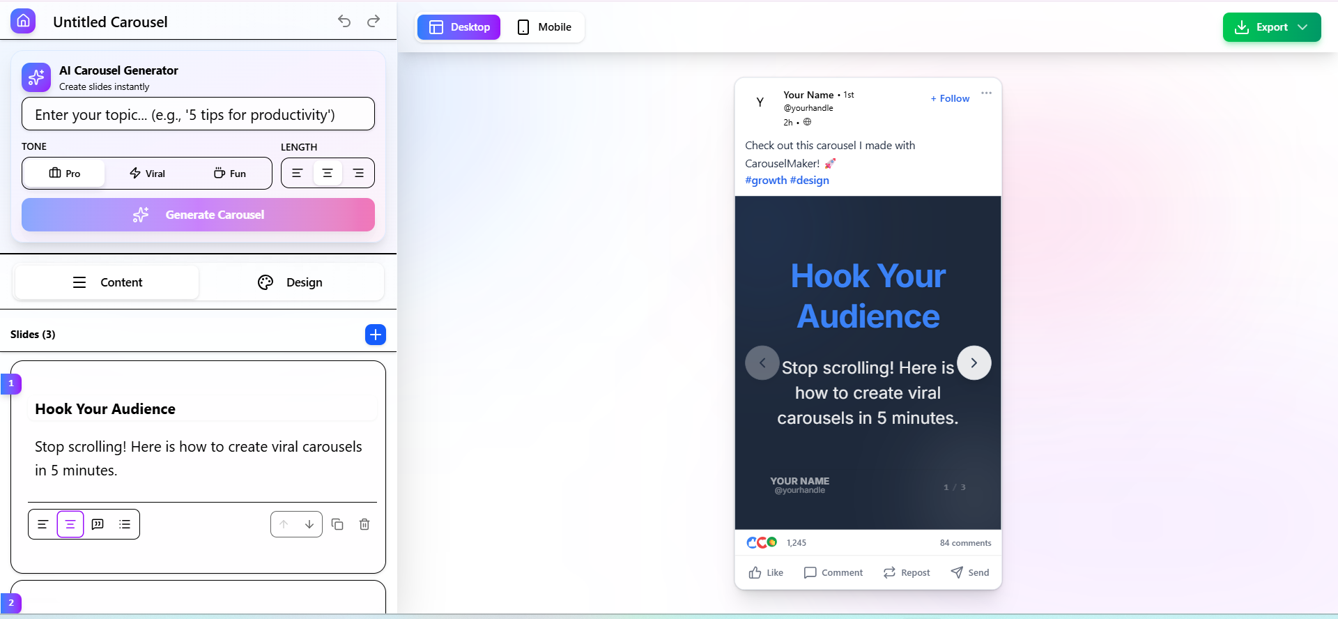 CarouselGem - Main product screenshot demonstrating key features and user interface