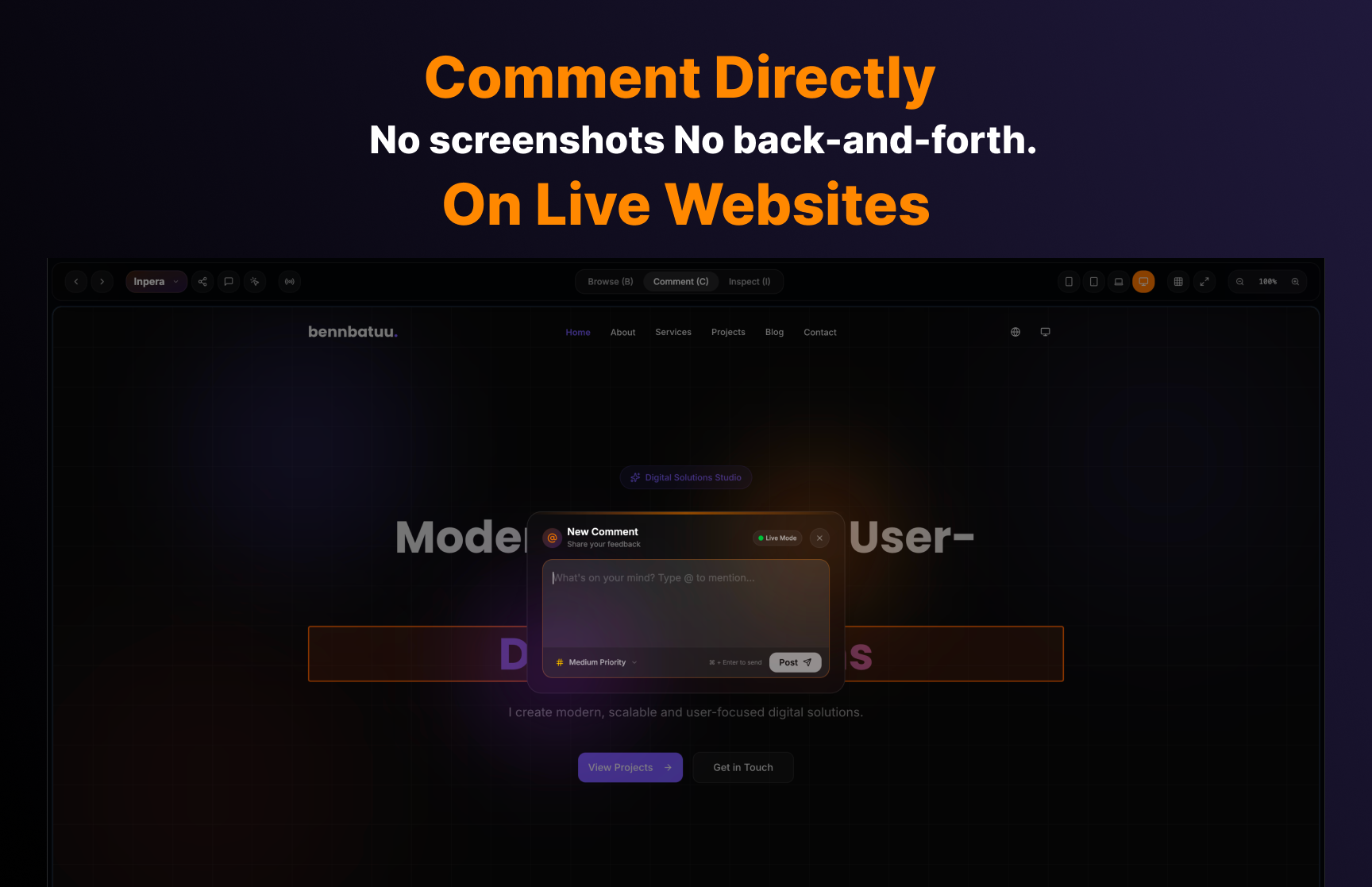 Inpera – Visual QA for Modern Teams - Main product screenshot demonstrating key features and user interface