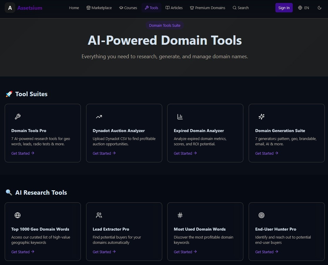 Assetsium - Main product screenshot demonstrating key features and user interface