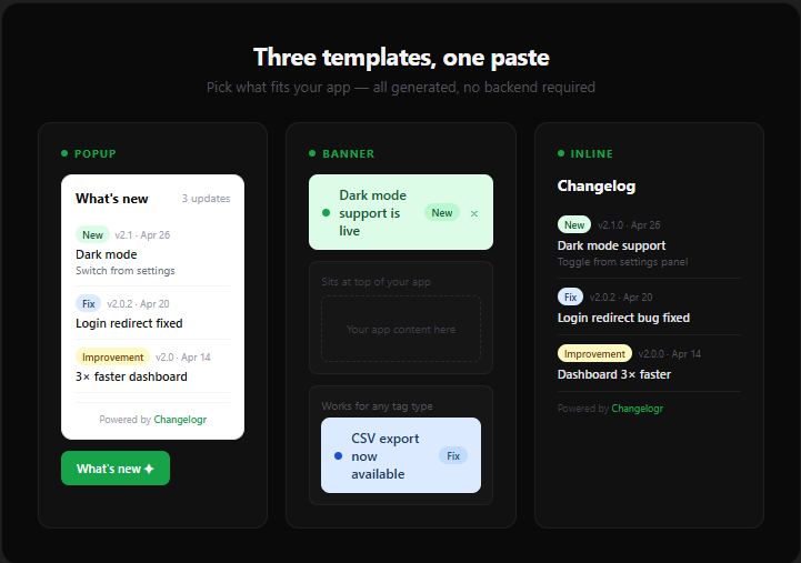Changelogr: Free Changelog Widget  gallery image