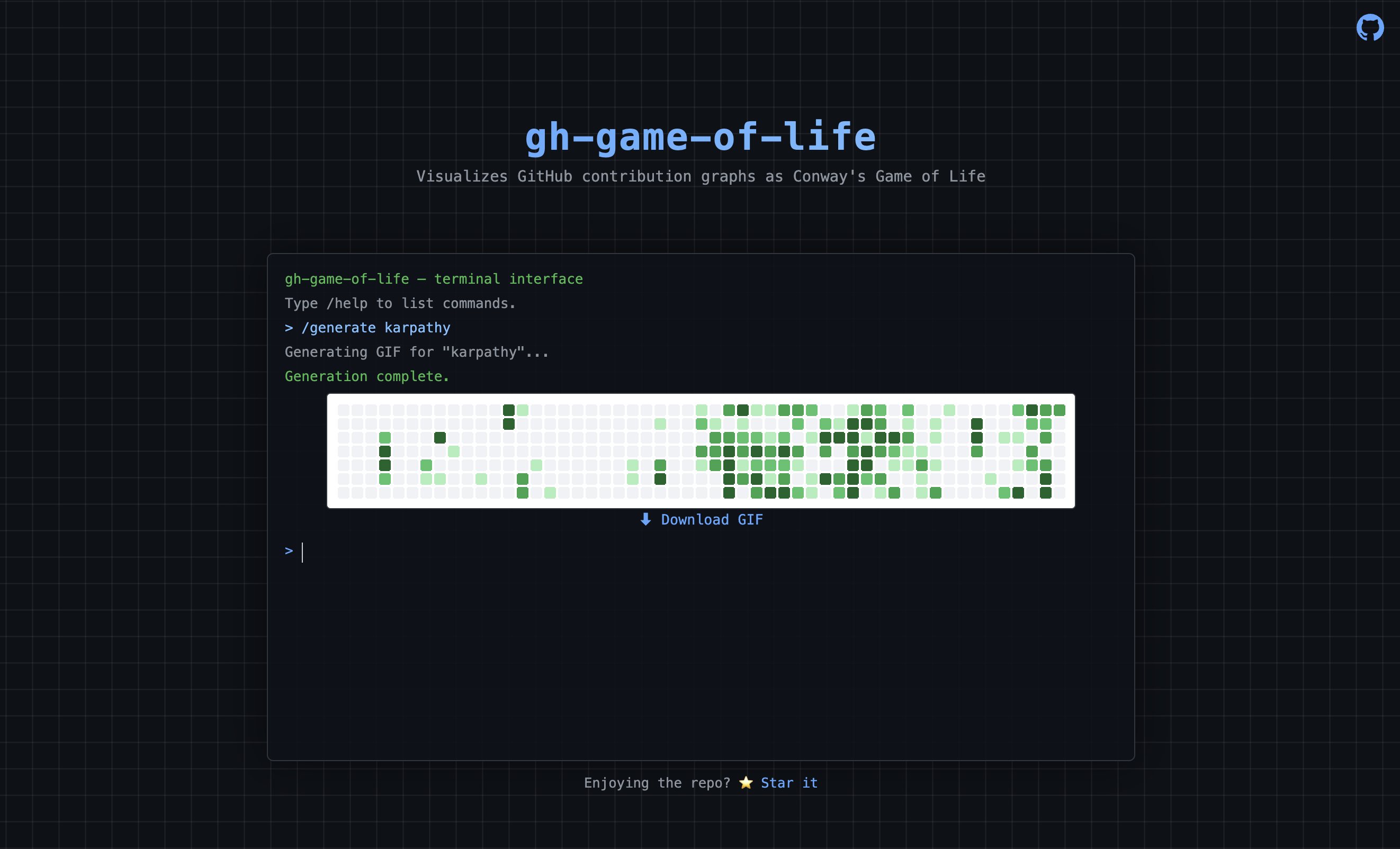 GitHub Game of Life gallery image