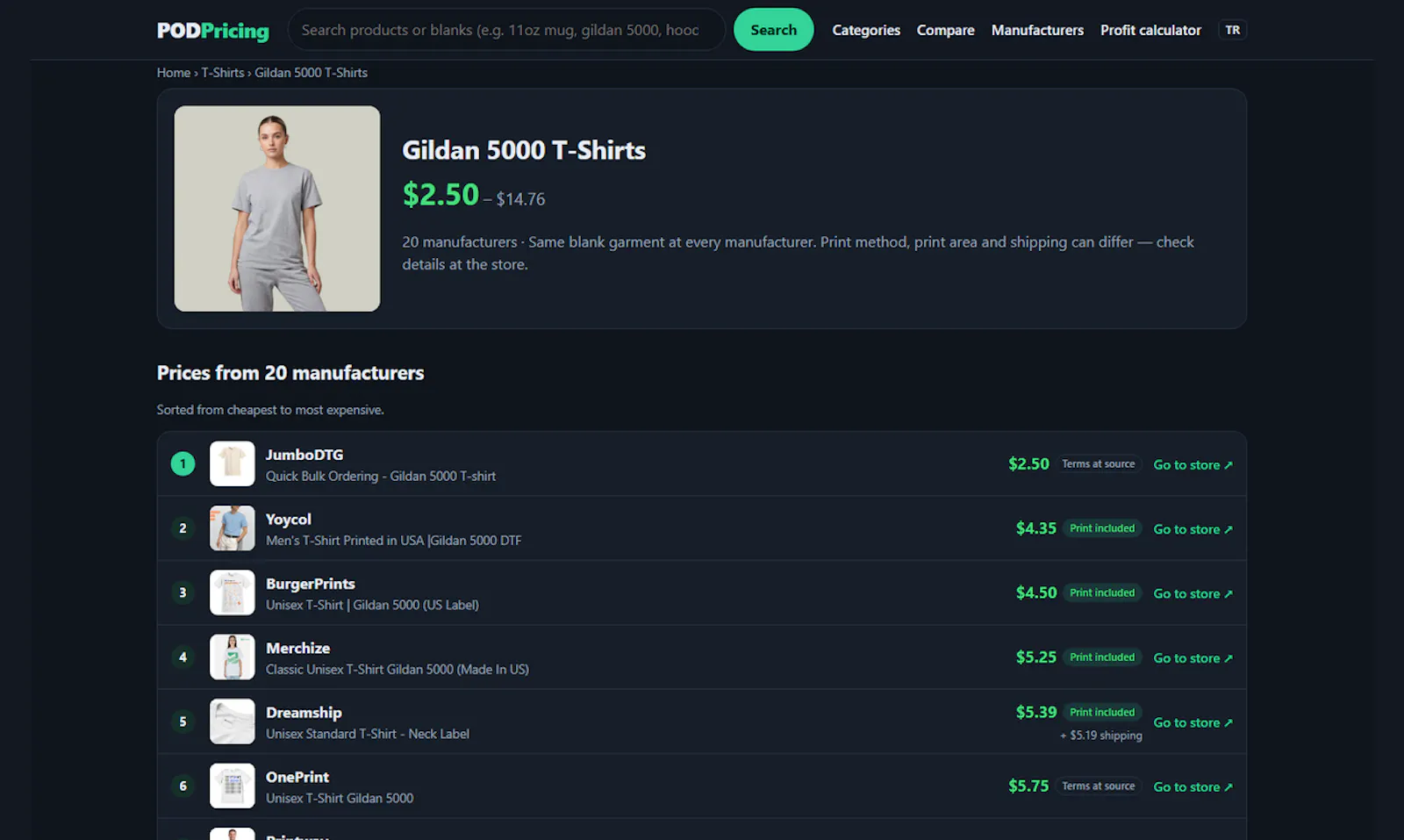 POD Pricing screenshot 2