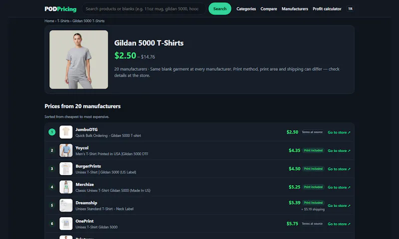POD Pricing screenshot 2