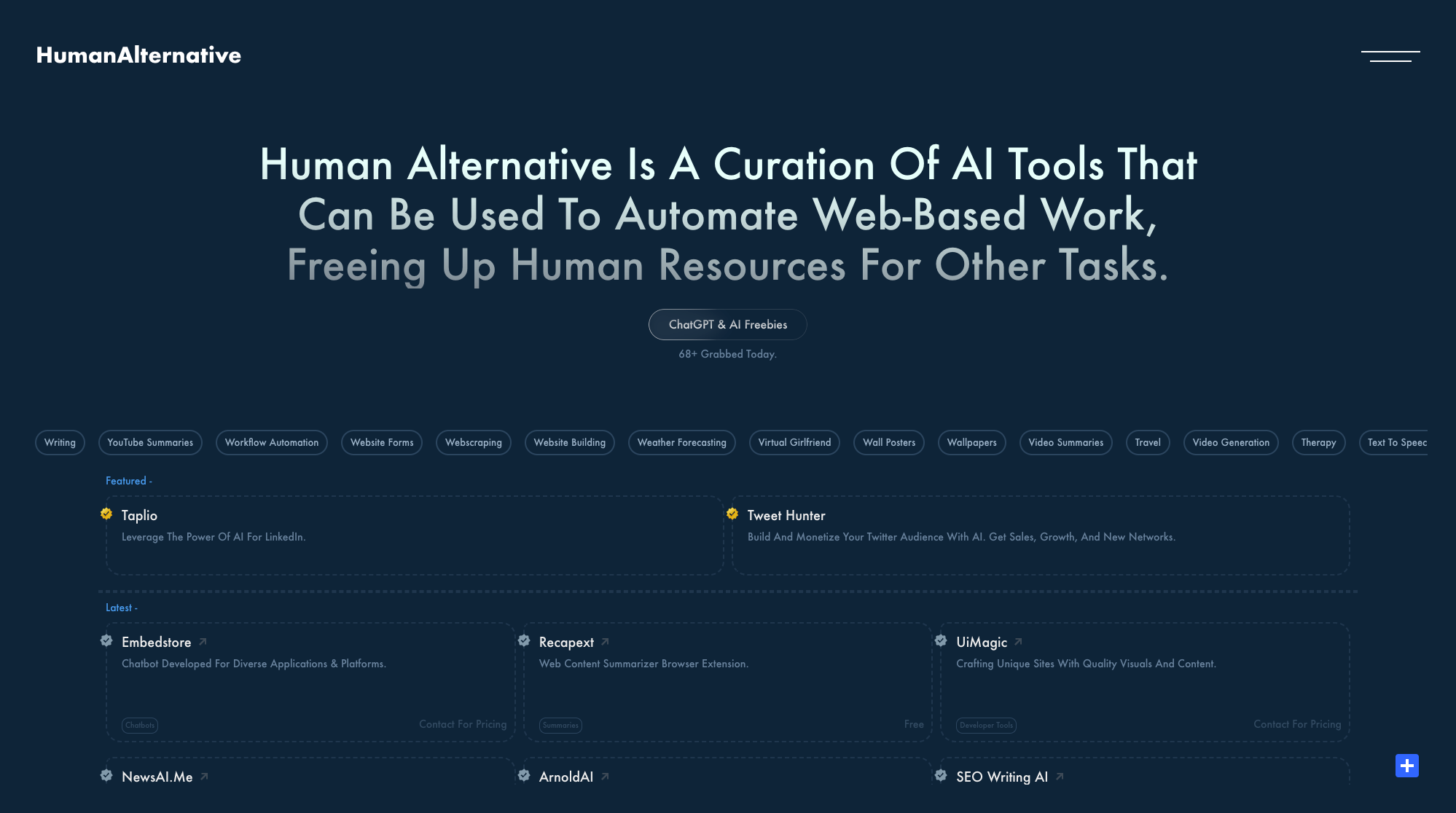 startuptile Human Alternative-AI tools to automate web-based work free up humans