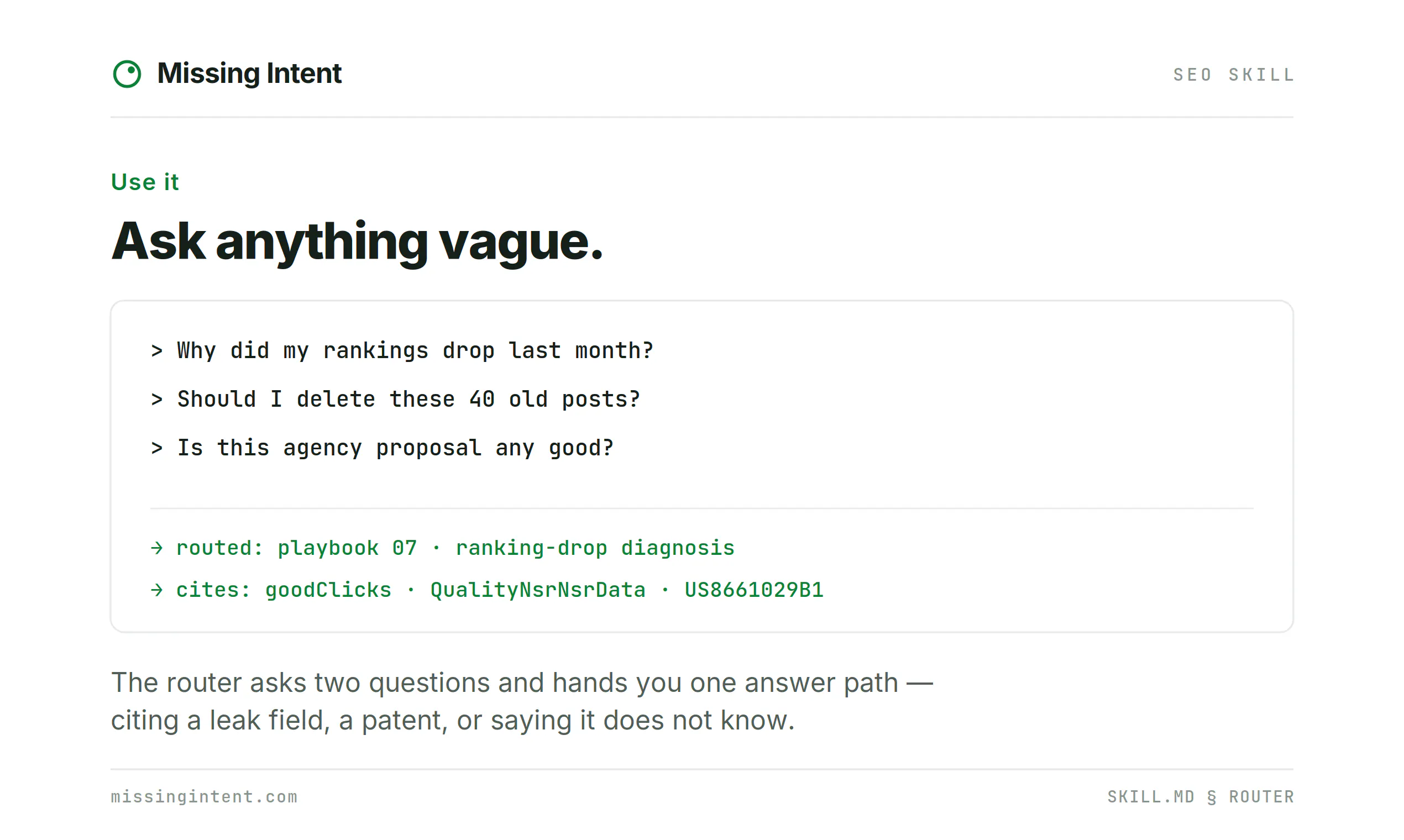 SEO Skill by Missing Intent gallery image