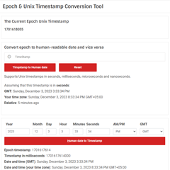 Epoch＆Unix时间戳转换工具