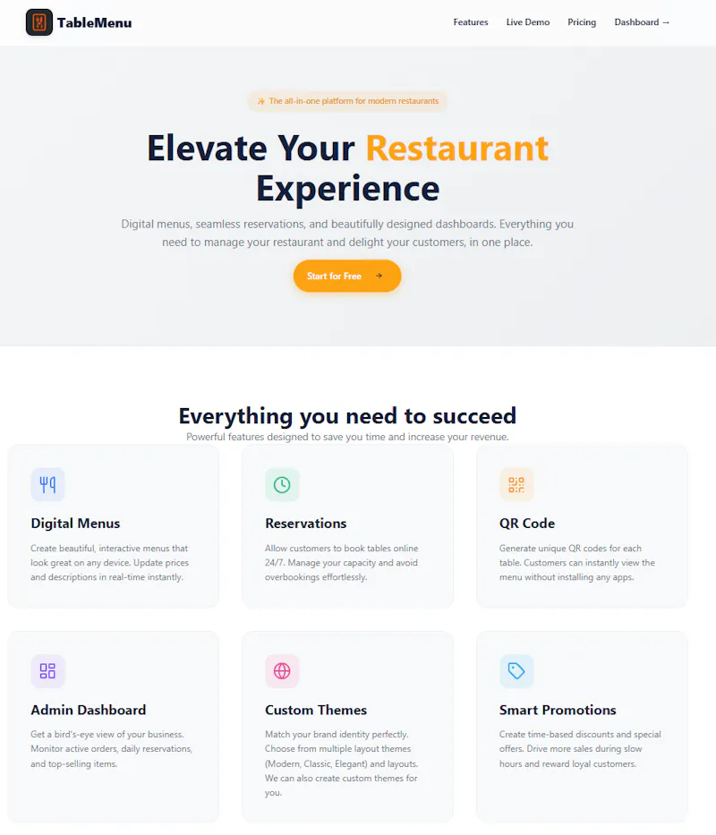 TableMenu screenshot 1