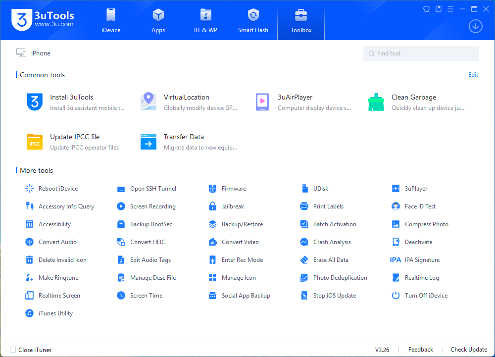 Media 3utools - Bộ công cụ iOS tất cả trong một để nhấp nháy và quản lý tệp 6