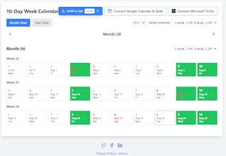 10-Day Week Calendar gallery image