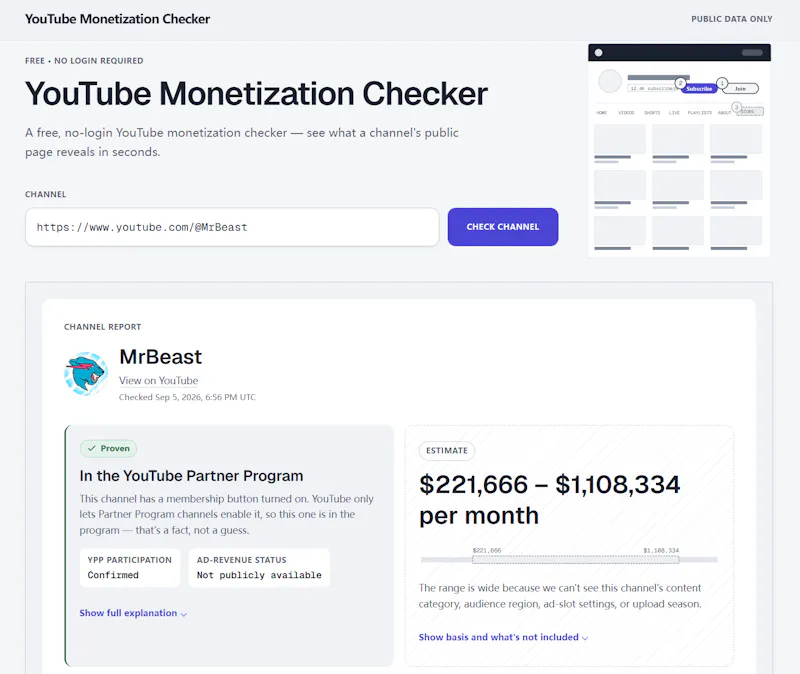 YouTube Monetization Checker screenshot 2