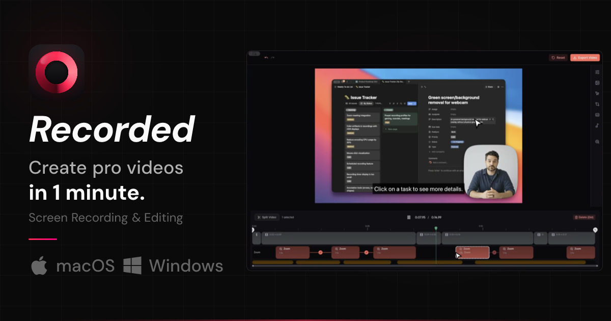 Recorded - Main product screenshot demonstrating key features and user interface