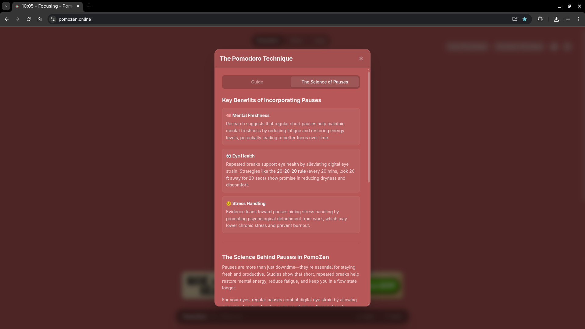 PomoZen Focus Tool - Screenshot 3 showing product features and functionality
