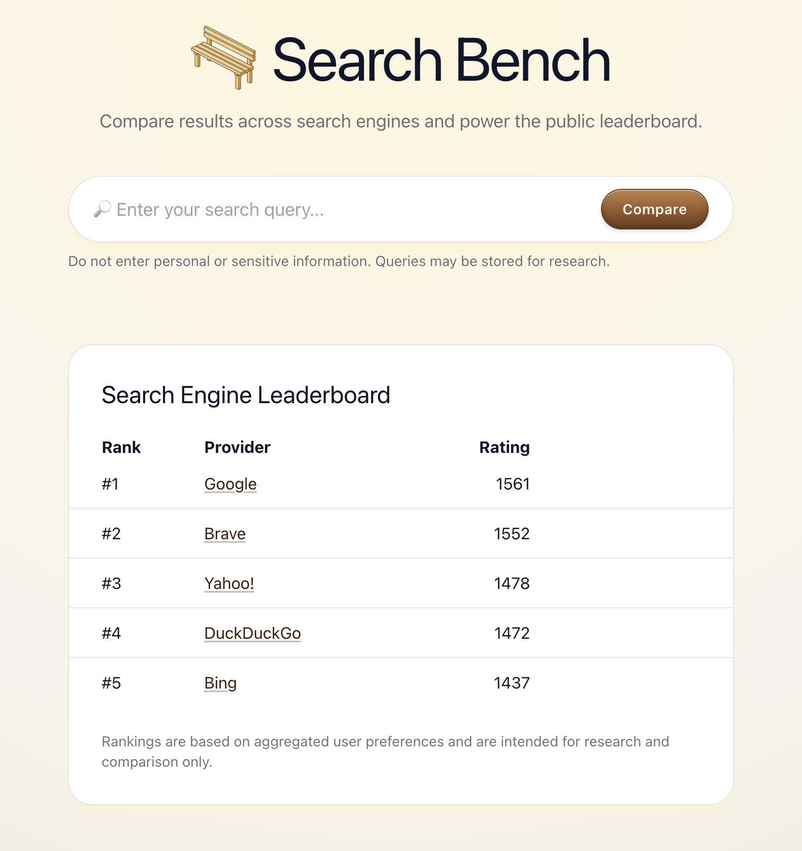 Search Bench - Main product screenshot demonstrating key features and user interface