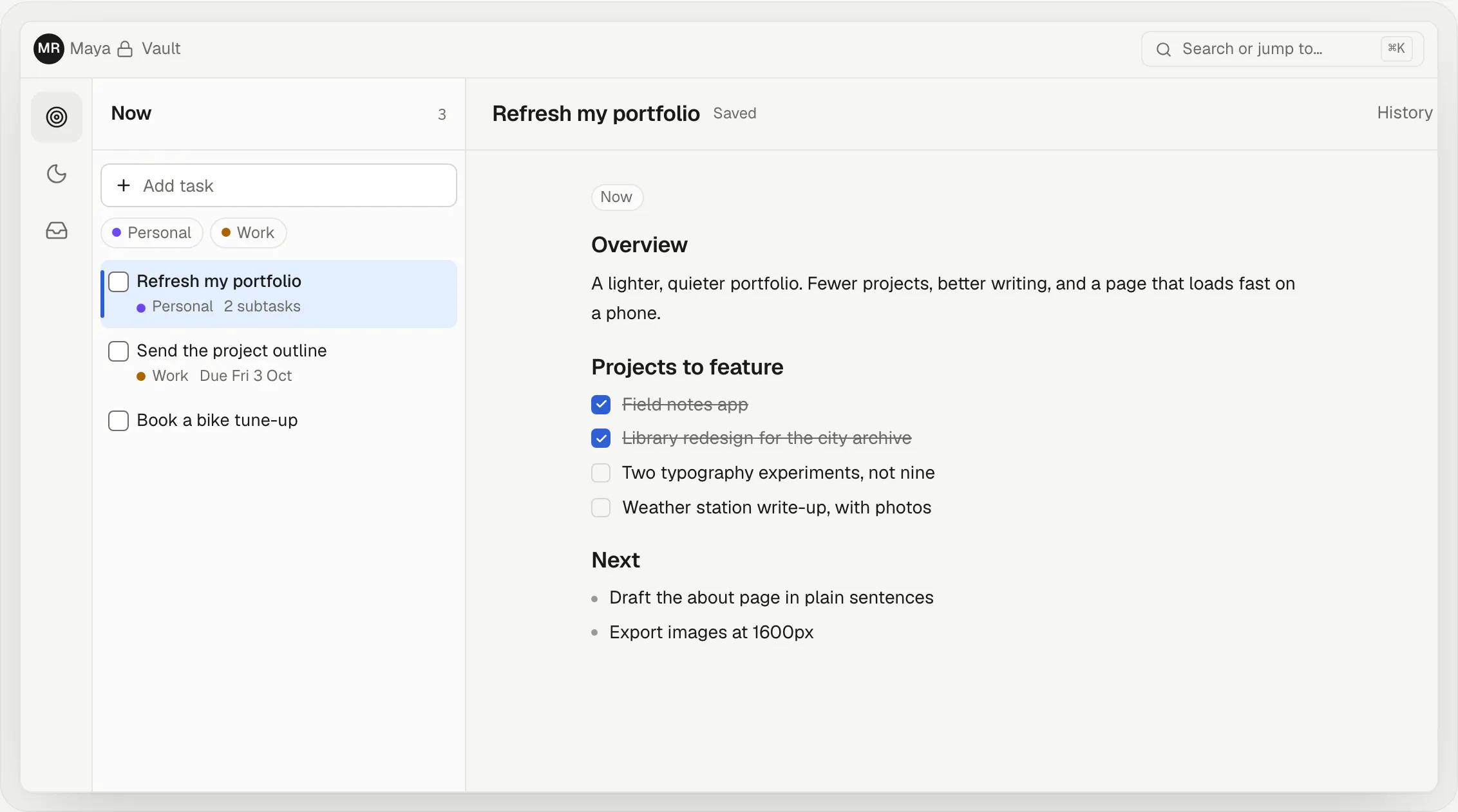 symplist - a calm task workspace gallery image