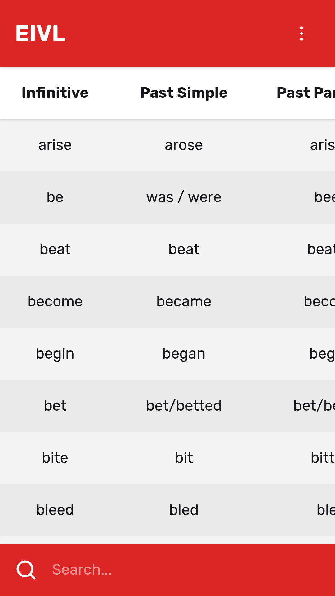 English Irregular Verbs List gallery image