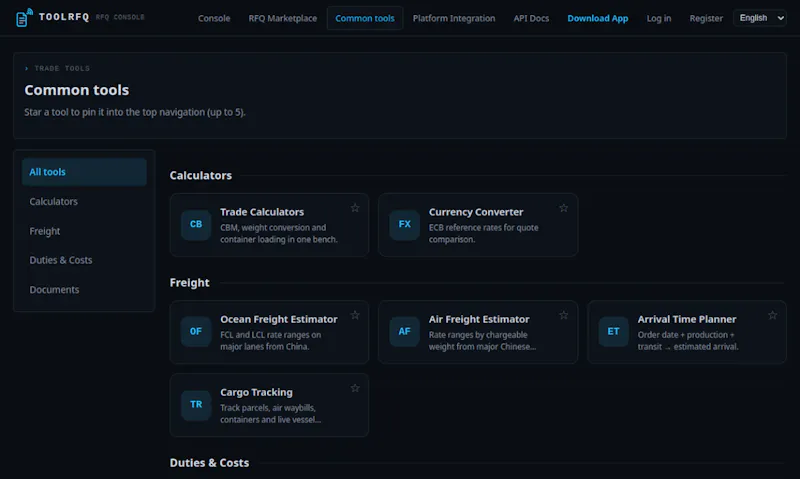ToolRFQ screenshot 2