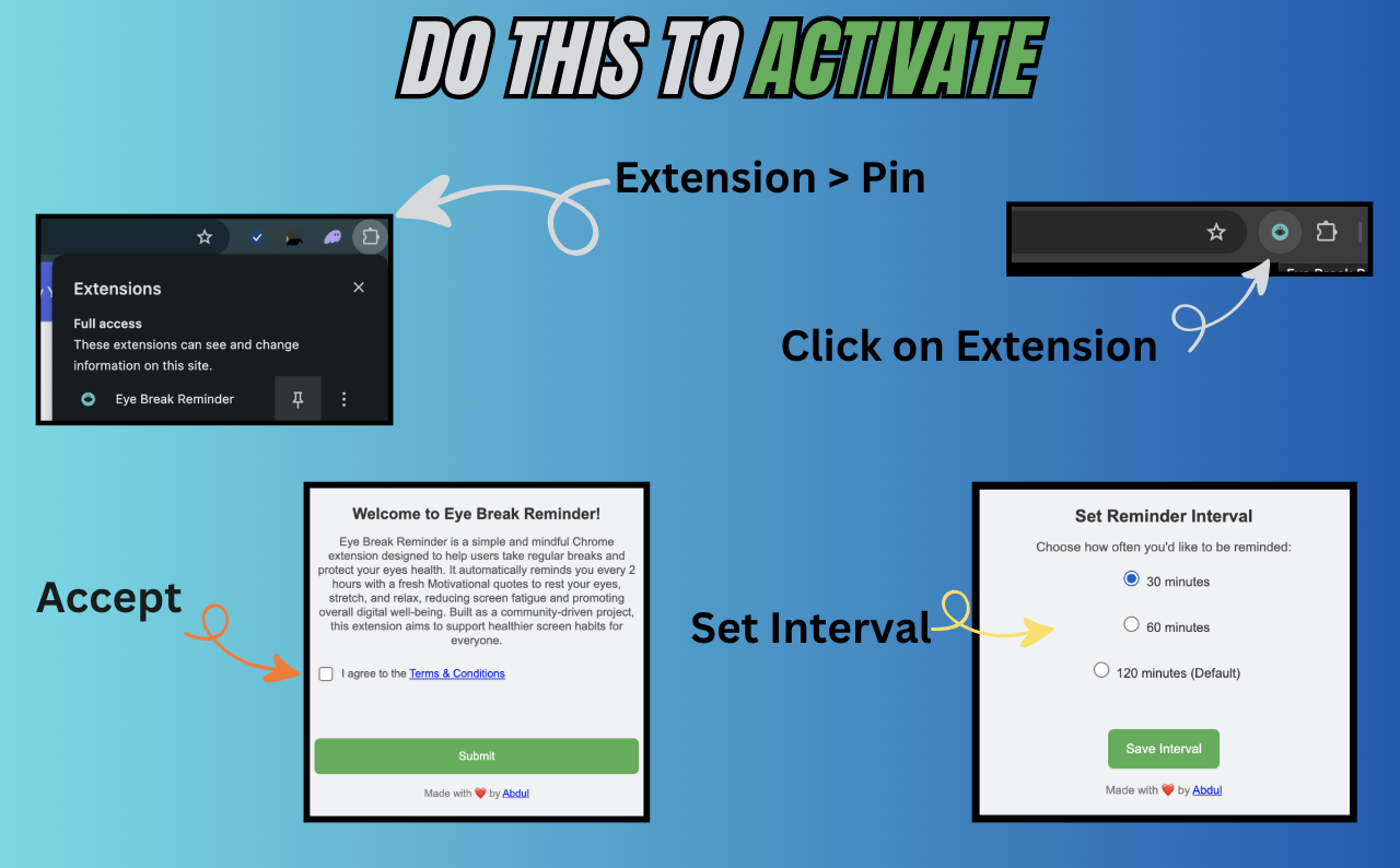 Eye Break Reminder - Chrome Extension gallery image