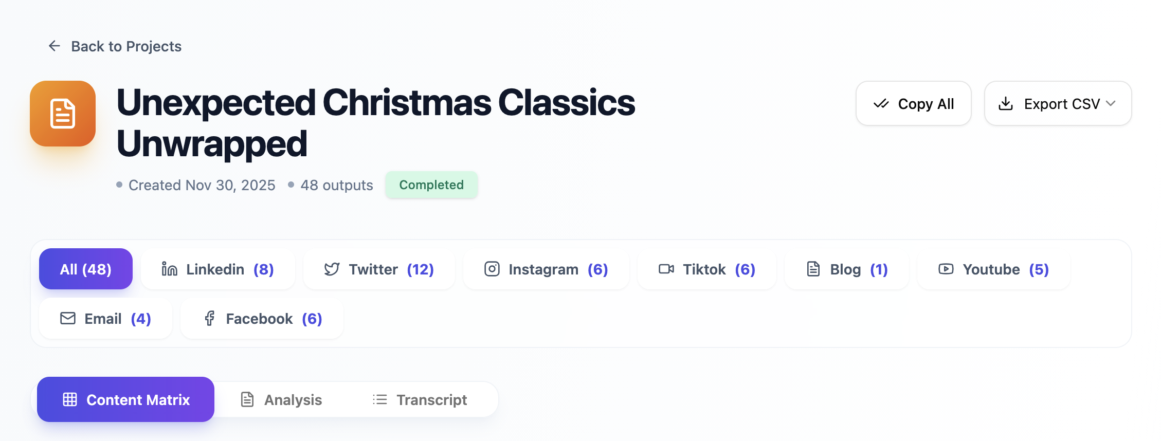 Content Matrix Generator gallery image