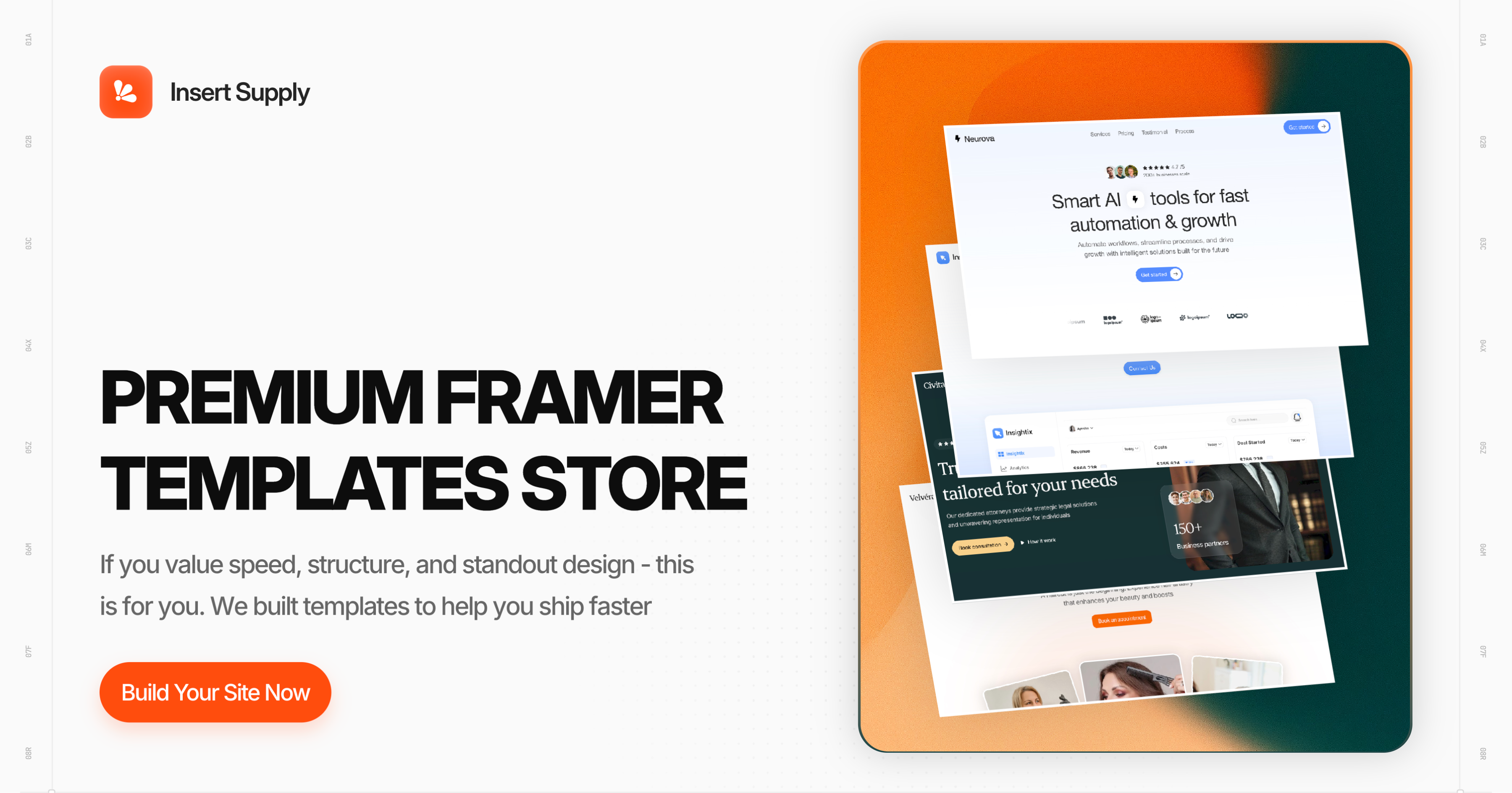 Versorgung einfügen - Framer -Vorlagen & Designstudio Medien 1