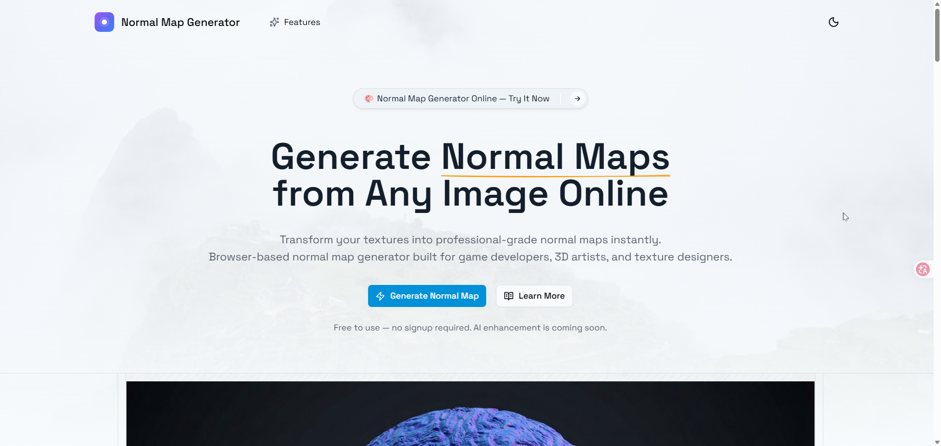 Normal Map Generator - Main product screenshot demonstrating key features and user interface