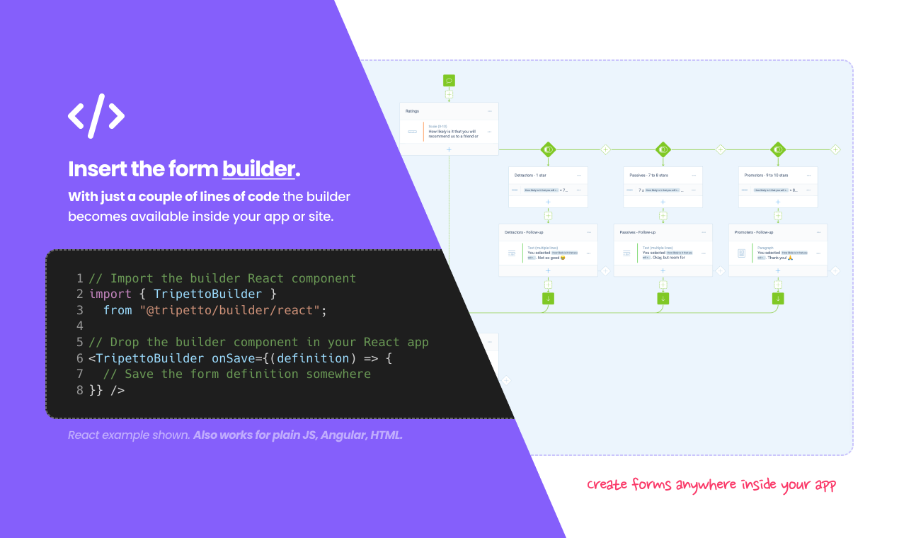 FormBuilder SDK door Tripetto - Vorm kit voor zelf gehost typeform alternatief media 4