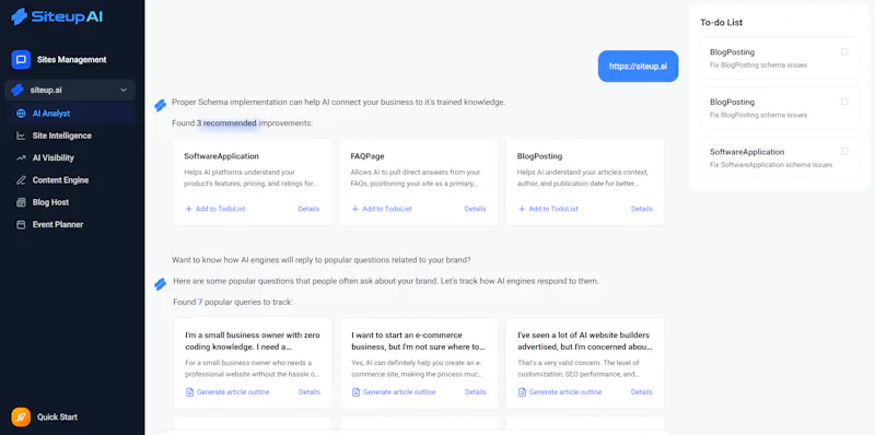 SiteupAI screenshot 2