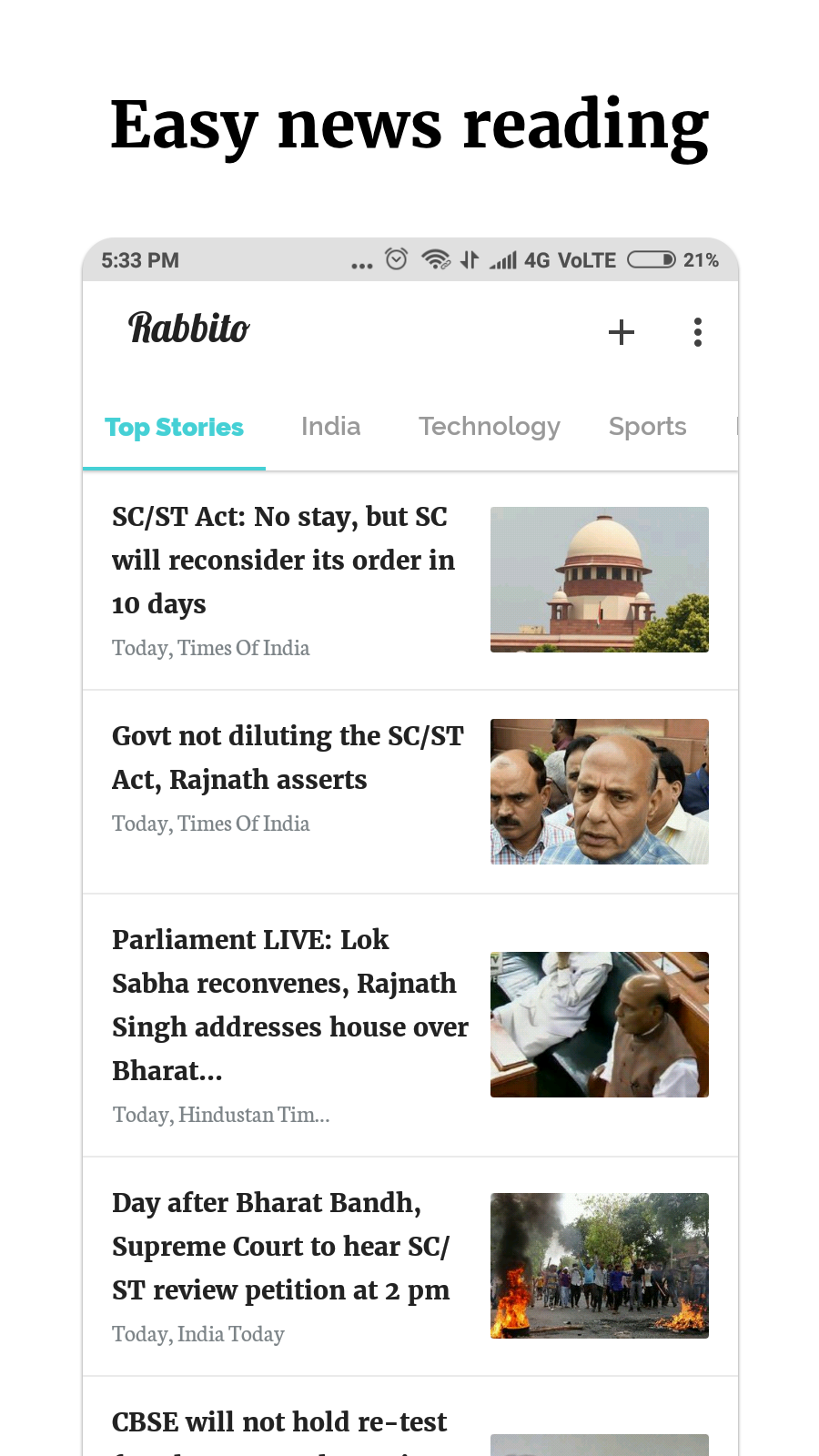 Rabbito - A news app for India gallery image