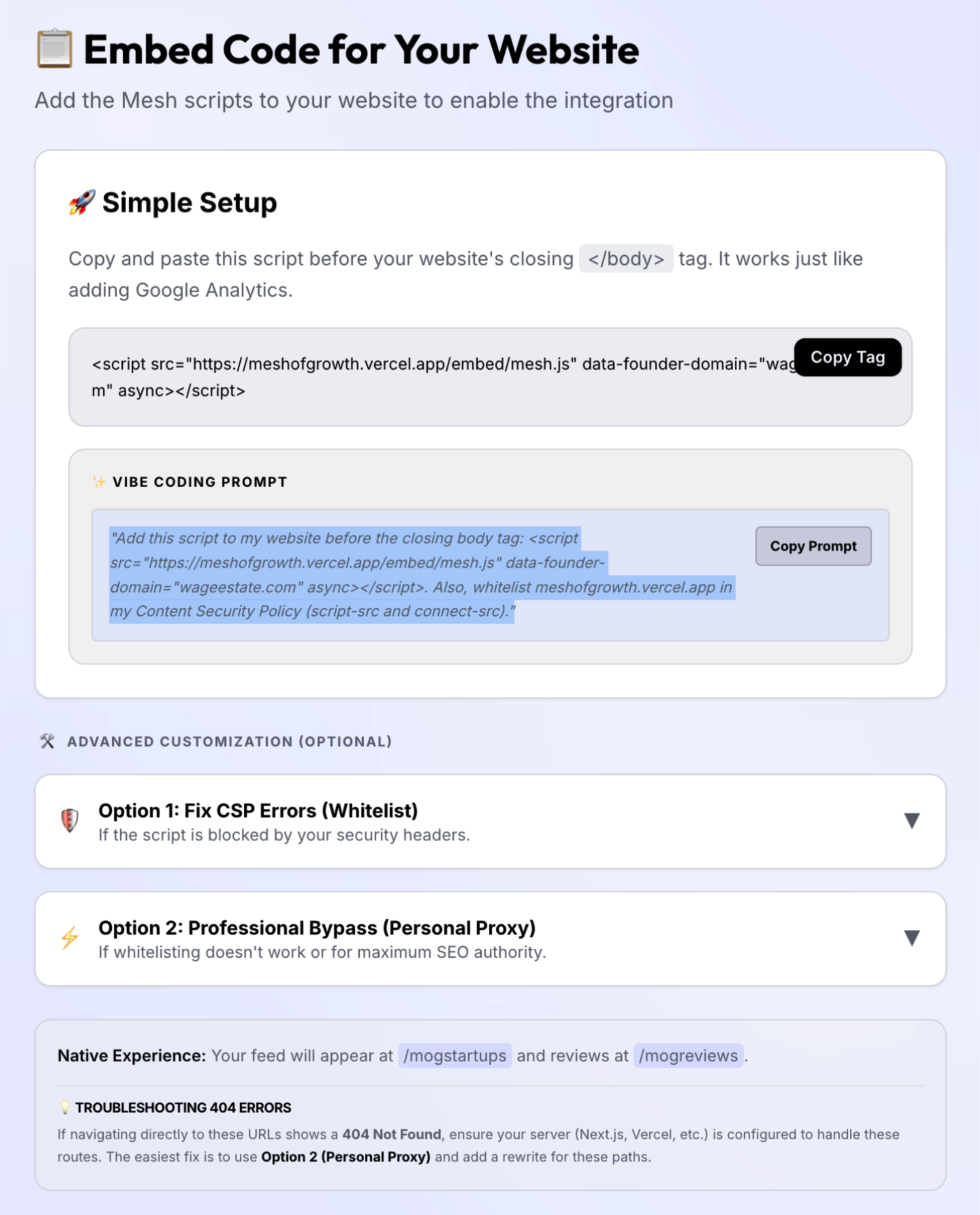Mesh of Growth - Founders Launch Network - Screenshot 4 showing product features and functionality