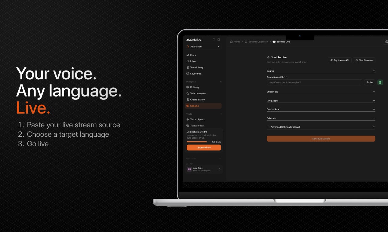 DubStream by CAMB.AI - Screenshot 3 showing product features and functionality