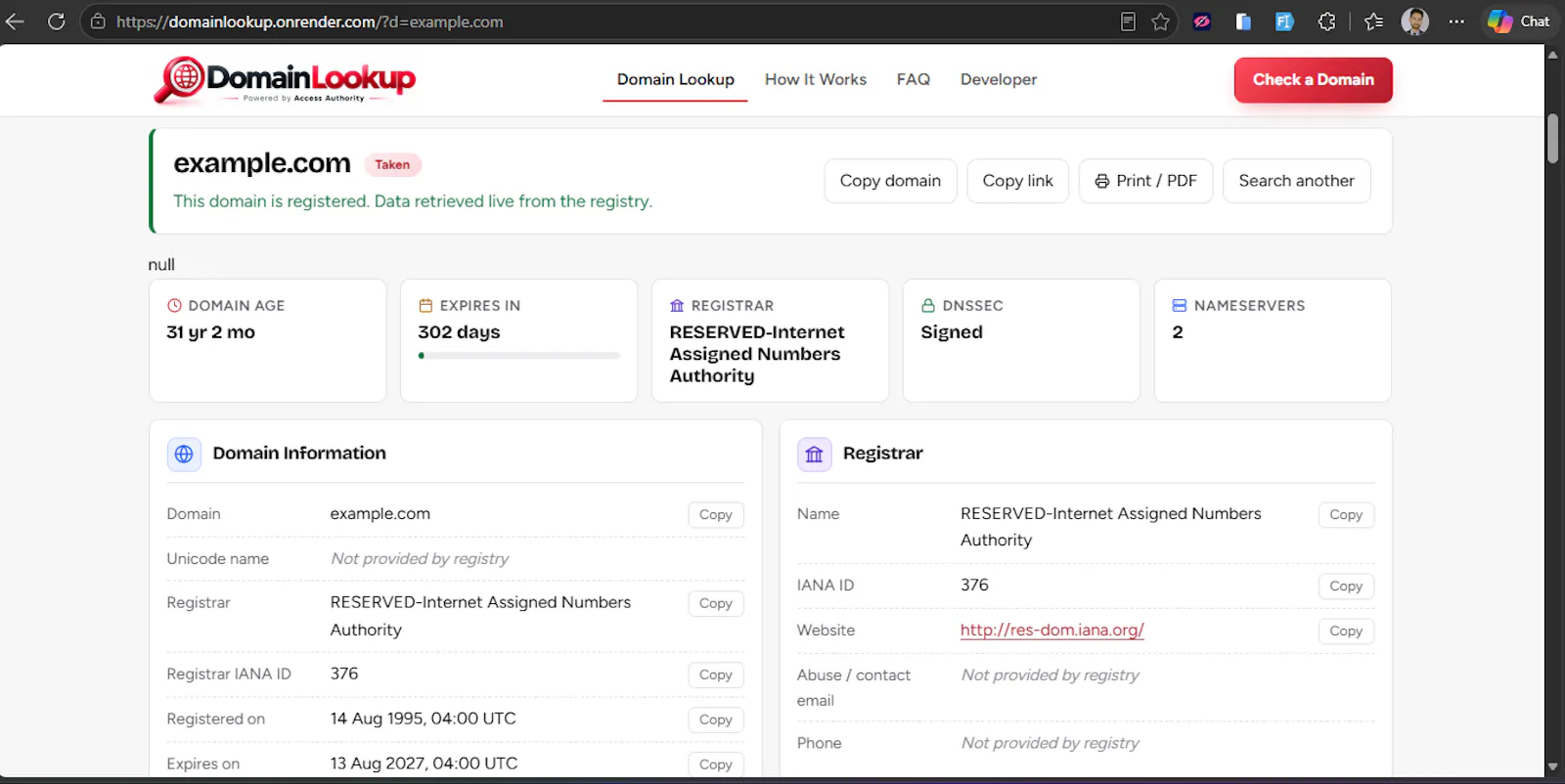 Domain Lookup screenshot 3