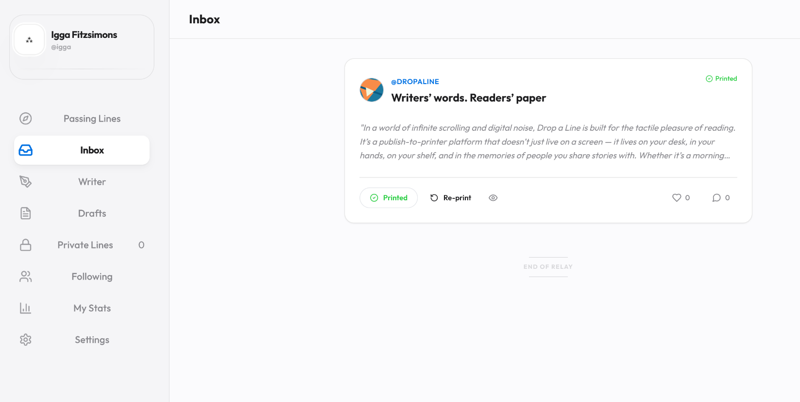 Drop a Line gallery image